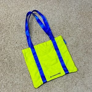 Lime green Tote Bag with Blue Straps